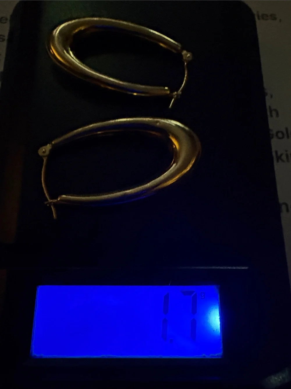 14K yellow Gold Oval Hoop earrings with latch backs. - Picture 9 of 11